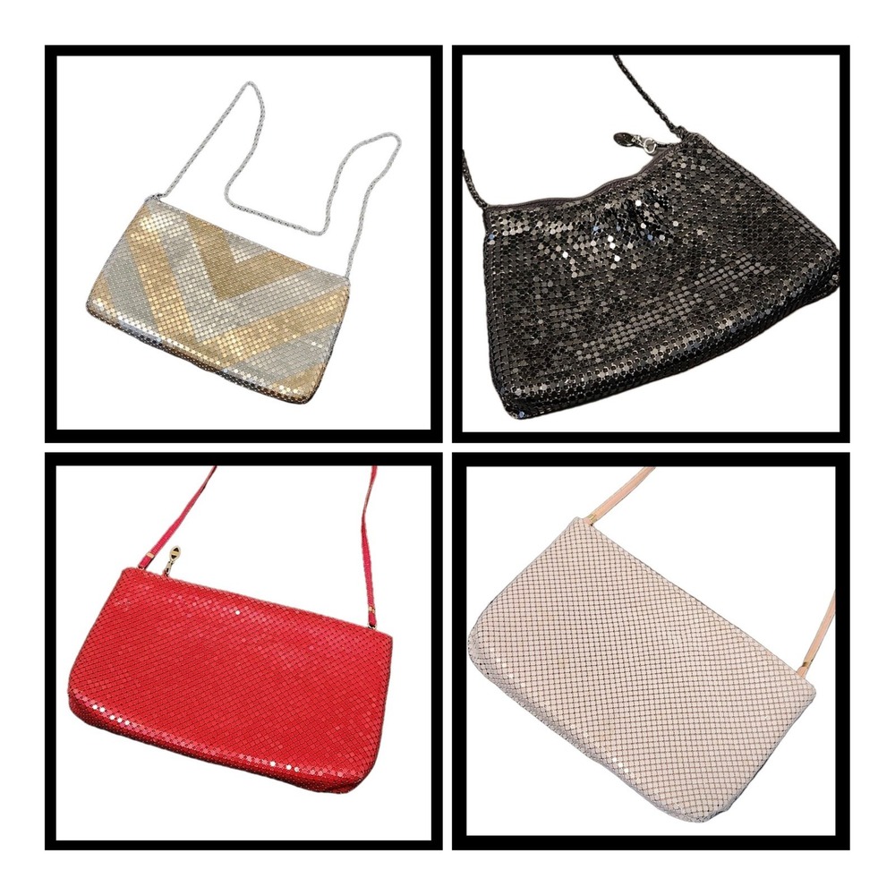 1970s Vintage Purse Handbag Lot (x4) Y2K Chainmail Metal Mesh Disco Clutch RARE